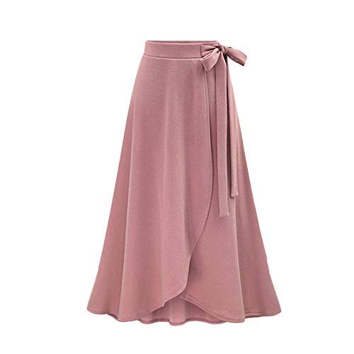 Ericcay Mousseline De Soie Rose Volants Femmes Jupe Longue À Haute Sweep Taille De Split Irrégulière Maxi Jupes Femme Printemps Eté Femmes d'affaires Casual (Color : Rose, One Size : 3XL) Cover