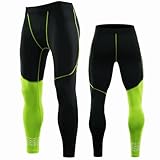 ZERAOKE Men’S Compression Pants,Men Sports Leggings for Running Training Gym,Moisture Wicking Base Layer Tights-Fluorescent Green-S