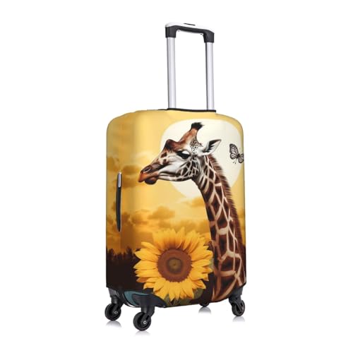 Travel Luggage Cover Elastic Anti-Scratch Suitcase Protector Washable Travel Suitcase Cover Giraffe And Sunflower Luggage Protector Fits 18-32 Inch Suitcase3