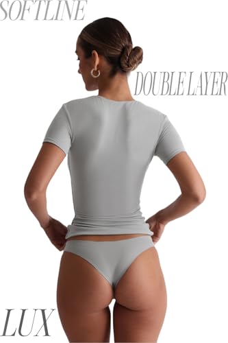 Image of SIGHTBOMB Seamless Ultra Soft Round Neck 'Double Layer' Short Sleeve Medium Compression Active WEAR /Casual WEAR Front Support Afford LUX Cuddle TEE