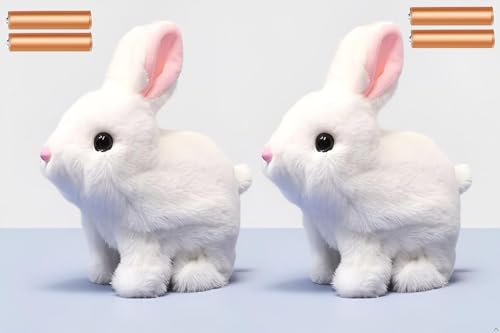 Image of GITGRNTH 2 PCS Walking Talking Soft Bunny Toy, (4-Battery Included) with Realistic Movement, Interactive Plush Bunny Jumping Rabbit Animal with Sound and Twitch Nose, for Toddlers & Girls