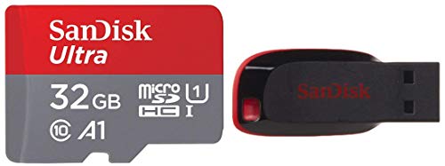 Image of SanDisk Cruzer Blade 64GB USB 2.0 Flash Drive and 32GB Class 10 Micro SDHC Memory Card with Adapter (SDSQUAR-032G-GN6MA)