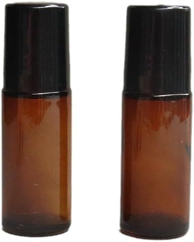 2 frascos de rolo de óleo essencial de vidro de 50 ml, garrafas roll-on recarregáveis, recipientes v