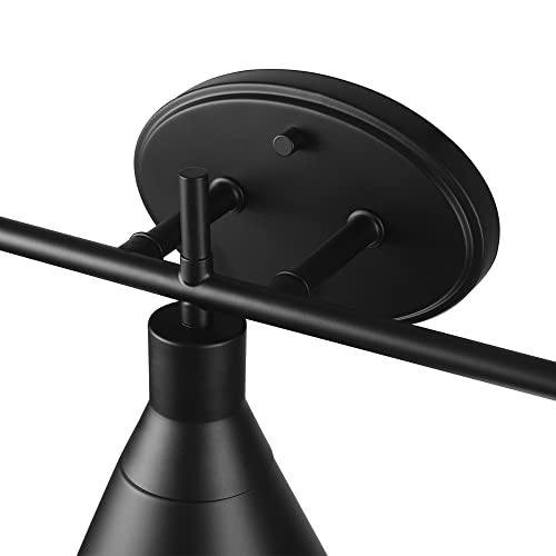 Image of Globe Electric 52060 Tristan 5-Piece All-In-One Bathroom Set, Matte Black, 3-Light Vanity Light, Towel Bar, Toilet Paper Holder, Towel Ring, Robe Hook