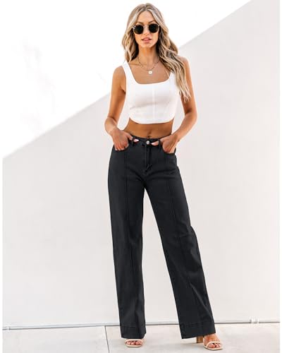 Trendy Luvamia Women's Wide Leg Stretch Denim Jean Trouser
