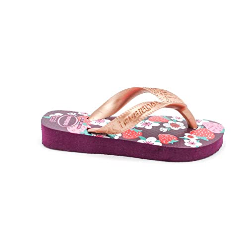 Chinelo Flores, Havaianas, Meninas, Berinjela/Rose Gold, 25/26