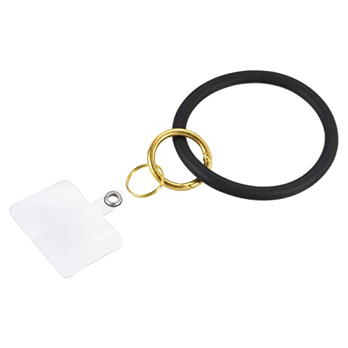 PATIKIL Schlüsselring Armband Silikon Schlüsselring für Handgelenk Kreis Armband Schlüsselanhänger Rund Schlüsselbund Schwarz