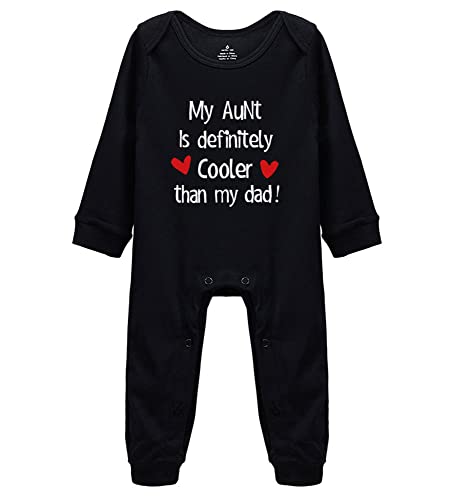 Poemsimai My Aunt is Definitely Cooler Than Dad Baby Footed Bodysuit Bodysuit Rompers K-Black