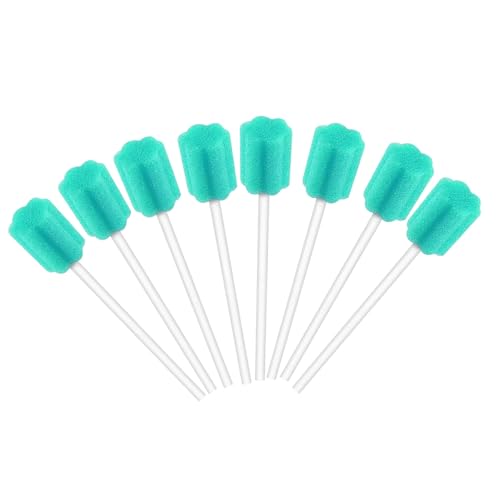 250 Stück Mundpflegestäbchen, Einweg Mundpflege Schwamm Tupfer, Mundpflege Mundhygieneschwamm, Geschmack neutral, Sterile Tupfer für die Mundhygiene in Zahnarztpraxen (Grün)