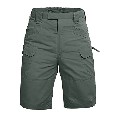 Wenkomg1 Mens Tactical Shorts,Woven Safari Style Military Waterproof Ripstop Elastic Waist Hiking Fishing Cargo Shorts,Summer Casual Sports Active Jogger Rugby Basketball Shorts(Green,Xl) #TOP3