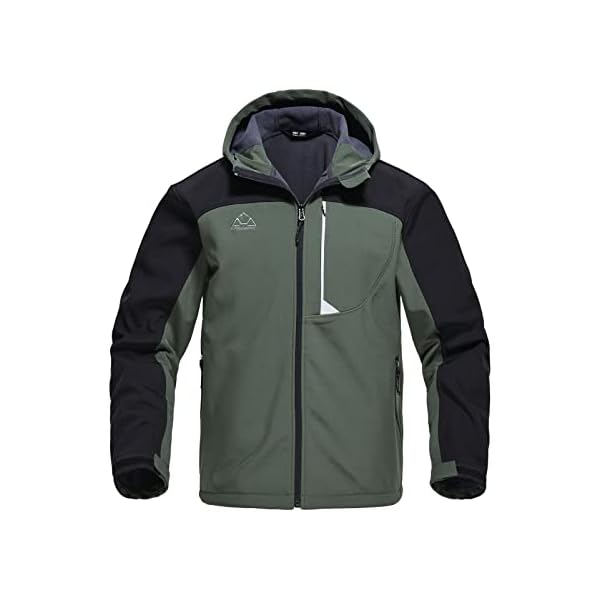 Rdruko Men's Fleece Jacket Full Zip Waterproof Outdoor Work Winter Snow Softshell Jacket(Army Green, CA XL) - Image 4