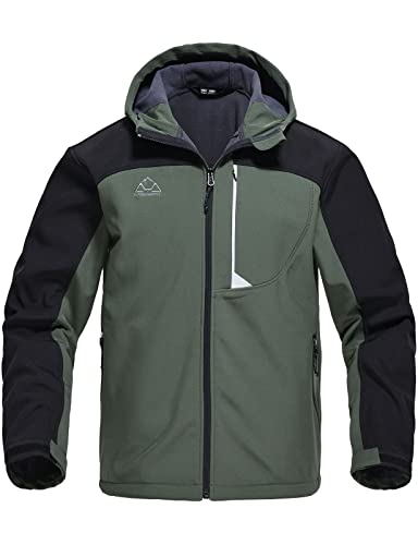 Rdruko Men's Fleece Jacket Full Zip Waterproof Outdoor Work Winter Snow Softshell Jacket(Army Green, CA XL) - Image 4