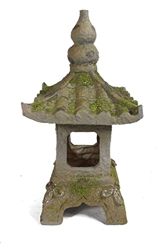 Arnusa Lampe solaire Pagode Lanterne Lampe solaire Japonaise 34 cm Lanterne de jardin Décoration de jardin Polyrésine