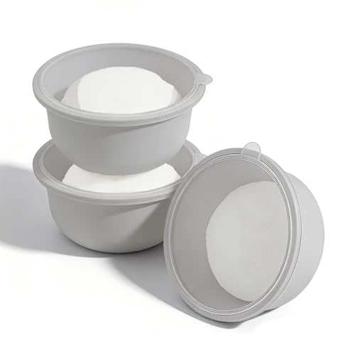 3 recipientes apilables de silicona para pizza, a prueba de masa con tapas, caja a prueba de masa de pizza para el hogar, cocina, 700 ml (gris)