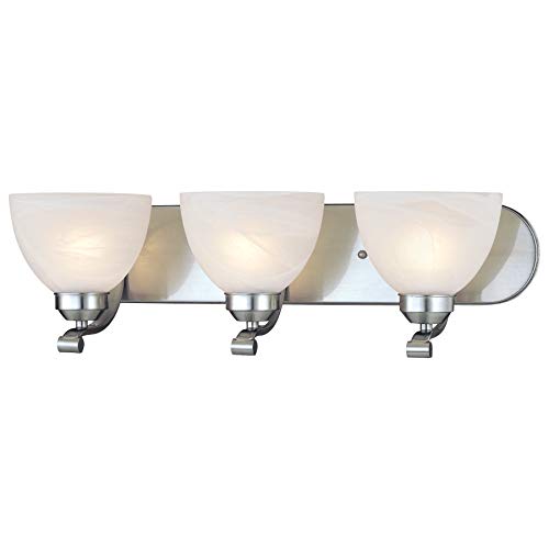 Minka Lavery Wall Light Fixtures 5423-84 Paradox Reversible Glass Bath Vanity Lighting, 3 Light, 300 Watts, Nickel