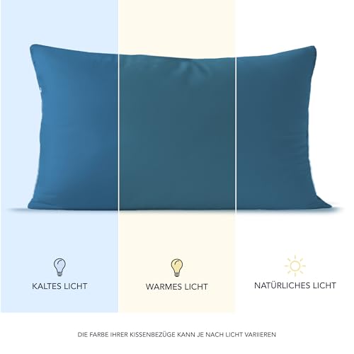 Dreamzie Kissenbezug 40 x 80 (Set mit 2) - 100% Jersey Baumwolle 150 g/qm Kissenbezüge -Blau - Für Kissen 40 x 80 cm - Kissenhülle - Kissenbezug - Resistent und Hypoallergen 5