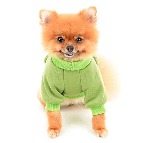 SMALLLEE_LUCKY_STORE Puppy Fleece Sweatshirt Pullover Jumper Sweater Cute Bear with Ears for Small Medium Dogs Cat Boy Girl Yorkie Chihuahua Kitten Warm Autumn Winter Clothes,Green,M - Image 3