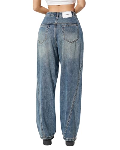 LERK Women High Rise Wide Leg Baggy Jeans with Pockets2