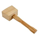 Hordion 1Pcs 9.6 Inch Wooden Mallet Hammer Wood, Ice Hammer Wood Heavy Duty, Beech Mallet Woodworking Carving, Solid Beechwood Hand Tool for Damage-free Striking