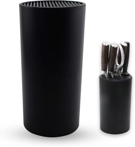 Bloc à couteaux sans couteaux, bloc à couteaux rond non équipé de poils, bloc à couteaux de qualité supérieure avec insert en poils, couverts de cuisine pour un maintien sûr pour 19 couteaux de toutes