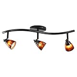 Direct-Lighting 3 Lights Adjustable Track Lighting Kit - Dark Bronze Finish - Brown Glass Track Head