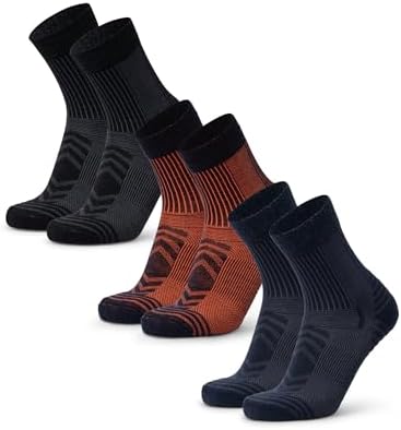 DANISH ENDURANCE Leichte Merinowolle Wandersocken, Atmungsaktiv, 3 & 5 Paar | Leichte Merino Funktionssocken, Arbeitssocken, Atmungsaktiv & Gepolstert, für Sommerwanderungen & Outd