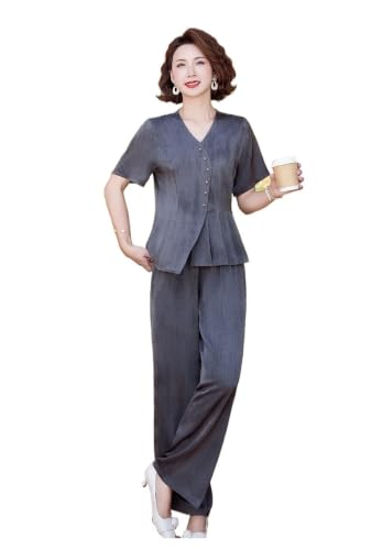 Ensemble d'été femme grande taille pantalon et haut manches courtes