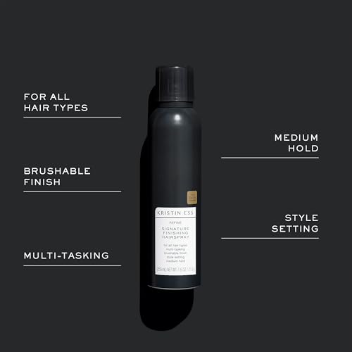 Image of Kristin Ess Hair Refine Signature Finishing Hairspray for Hair Styling - Flexible Hold, Brushable Texture, Style Support for Straight, Textured, Wavy or Curly hair, Vegan, 7.5 oz (Pack of 2)