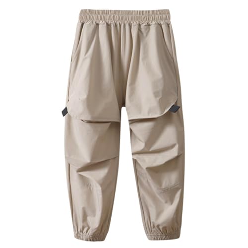 Boys Cargo Pants Casual Solid Color Elastic Wasit Trousers Soft Comfy Lounge Pull On Hiking Pants for Kids 4-16 Years