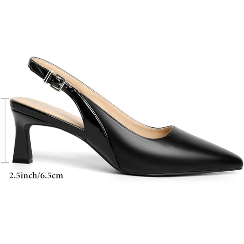Image of Mostrin Kitten Heels for Women Slingback Pointed Closed Toe Heels Women's Pumps Shoes for Wedding, Party, Commuting