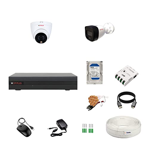 Image of CP Plus 4CH DVR + 2.4MP (Guard+) Audio Recording 1 Dome & 1 Bullet Cameras with (Day /Night Color Vision) + 500GB HDD + Cable Roll (1+3) + 4CH SMPS + BNC & DC