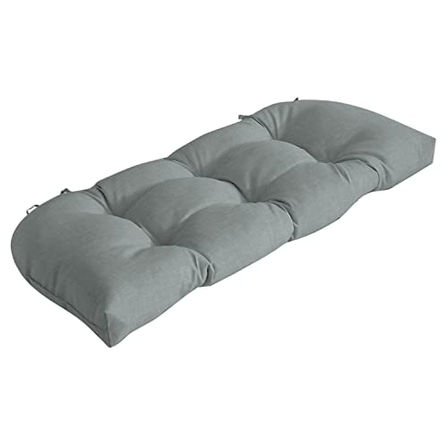 Arden Outdoor Wicker Settee Cushion, 41.5 x 18, Rain-Proof, Fade Resistant Stone Grey Leala