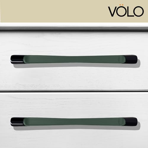 Image of VOLO Wardrobe Cabinet Handle - Sleek Pull Handle for Drawers, Wardrobes, Sliding Doors, and Cabinets in Kitchen, Bedroom, and Office (R-241) (2, Green, 160MM (8 Inch))