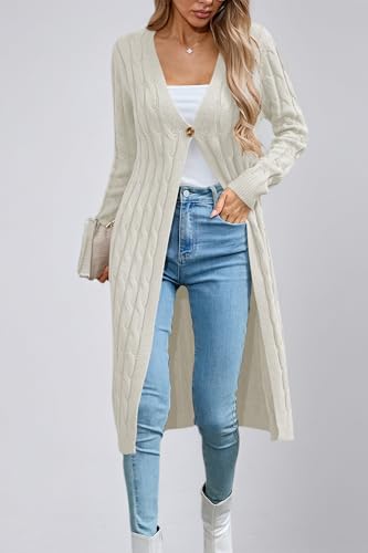 Image of Cakulo Womens Long Cardigans Cable Knit Chunky Cardigan Sweaters Open Front Fall Winter Fashion Outfits Coats 2025