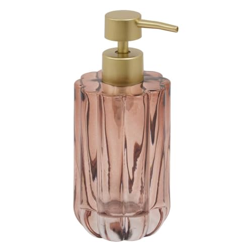5 five simply smart 5Five - Distributeur à Savon FLOREA Rouge en Verre - 300ml - 7,7x7,7x17,7cm - Accessoire de Salle de Bain, WC, Cuisine, ;Savon et Liquide...