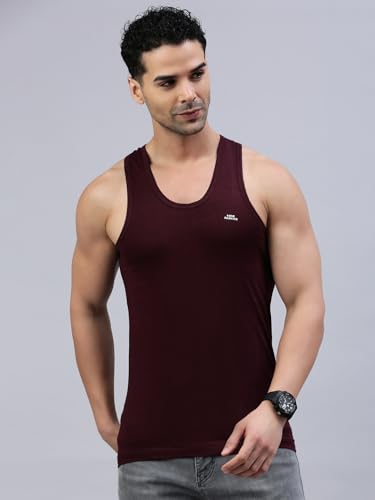 Image of LUX PARKER Men's Cotton Sleeveless Round Neck Regular Fit Vest | Baniyan for Men | Pack of 4