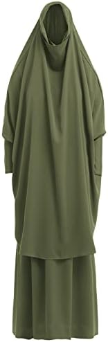 Prayer Clothes for Muslim Women Islamic Abaya Suit Maxi Skirt + Khimar Hijab 2pcss Burka Jilbab Kaftan