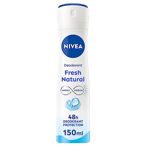 NIVEA Atomiseur Fresh Natural 0% (1 x 150 ml), déodorant femme efficacité 48 hrs, anti transpirant aisselles fraîcheur longue durée, antiperspirant sans aluminium NIVEA Atomiseur Fresh Natural 0% (1 x 150 ml), déodorant femme efficacité 48 hrs, anti transpirant aisselles fraîcheur longue durée, antiperspirant sans aluminium