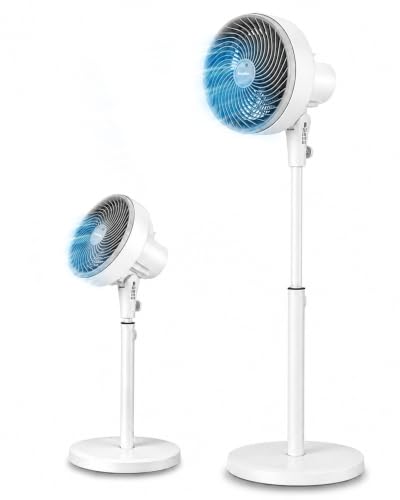 Image of KEPLIN 10 Inch Air Circulator Pedestal Fan White with Oscillation, 3 Speed Settings, Adjustable Height 80–100cm, Portable Compact Cooling Fan for Home Office Bedroom, 75W Electric Cooling Fan
