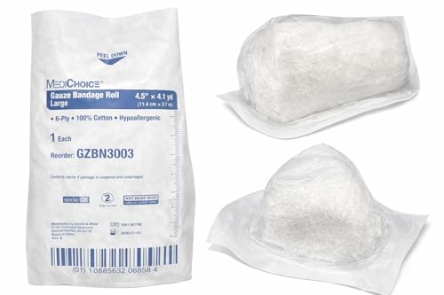 MediChoice Gauze Roll Bandage 6-Ply Sterile Hypoallergenic 4.5 Inch x 4.1 Yards White GZBN3003 case of 25