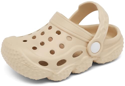 INMINPIN Kids Girls Boys Clogs Garden Shoes Toddler Slides Sandals Children Water Shower Beach Pool Slippers Indoor Outdoor,Little Kid 11,Beige