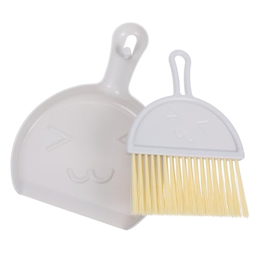 Didiseaon Mini Handheld Broom and Dustpan Set Small Desktop Cleaning Brush with Wide Mouth Dustpan for Home Office Car Light Grey Compact Sweeper for Keyboard Desk Table Cabinet Cleaning