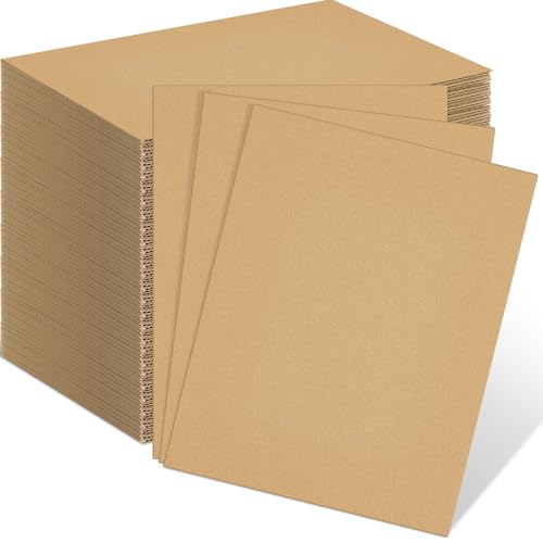 Image of Henoyso 110 Pack 11 x 14 Inch Corrugated Cardboard Sheets Flat Cardboard Sheets Packaging Inserts Flat Square Inserts Squares Separators for Shipping Packing Mailing Crafts(Brown)