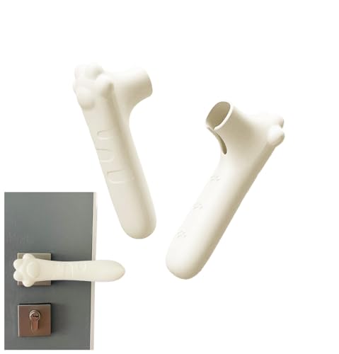 AOTDAOU Cute Cat Paw Silicone Door Handle Covers (2-Pack) - Soft Proofing, No-Tool Installation, Anti-Scratch Protector for Bedrooms Bathrooms Offices, Universal Fit for Cabinet Knobs,(White)