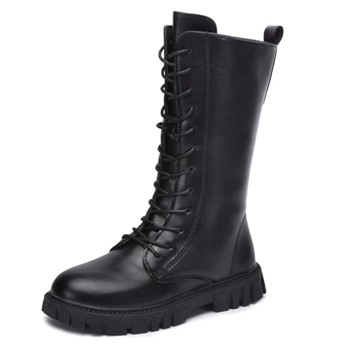 [Skeblo] ブーツ 長靴 編み上げ 女の子 雪遊び 子供靴 マーテインブーツ ガールズシューズ 袴用 防寒 黒 撮影会 ジュニア 学生