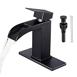 Faustina Matte Black Waterfall Bathroom Faucet, Single Handl...