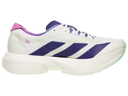 adidas CWHITE/CPURPL/LIMBUR Men's Adizero Adios PRO 4 M Core whiteCollegiate Purple/Lime Burst 10.5 US, Wide3