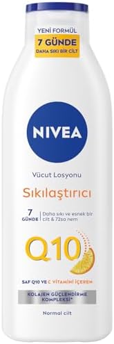 NIVEA Q10 Sıkılaştırıcı Vücut Losyonu 250 ml,72 Saat Nemlendirici,7 Günde Sıkılaşma,Esnek Cilt,C Vitamini,Kolajen,Normal Ciltler İçin — Amazon ürün görseli