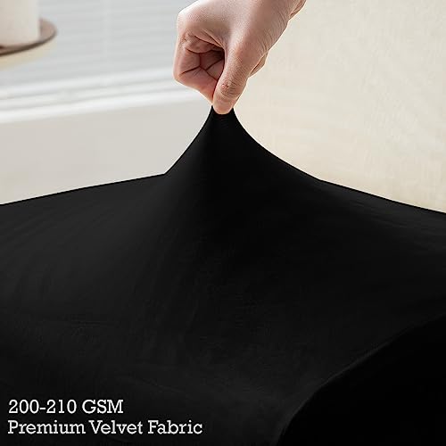 Image of HOKIPO Velvet Chair Covers for Long Back Dining Chair, Set of 2, Black (AR-4760-BLK*2)