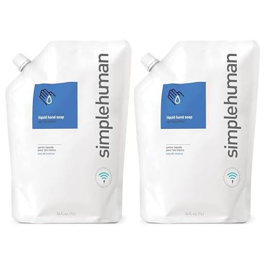 simplehuman Spring Water Moisturizing Liquid Hand Soap Refill Pouch, 34 Fl. Oz. (Pack of 2)